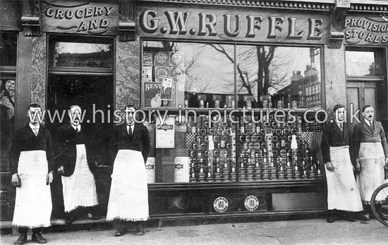 G. W. Ruffle Grocers, 86 Brentwood Road, Romford, Essex. c.1910